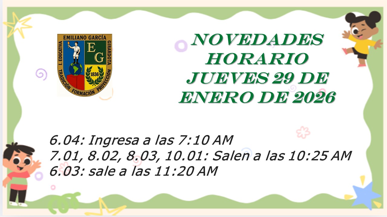 NOVEDADES HORARIO JUEVES 29 DE ENERO DE 2026